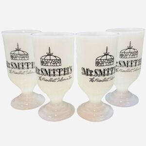 Mr.Smith's The Friendliest Saloon In Town Milk Glass 8 Oz Irish C58 - Set Of 4